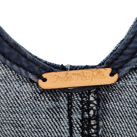 Free People Women's Zip Front Tapered Leg Denim Dungarees - Picture 4 of 10